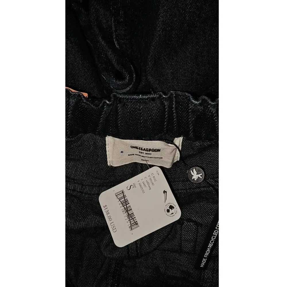 New Free People OneTeaspoon Shabbies Drawstring Boyfriend Jeans $138 SMALL